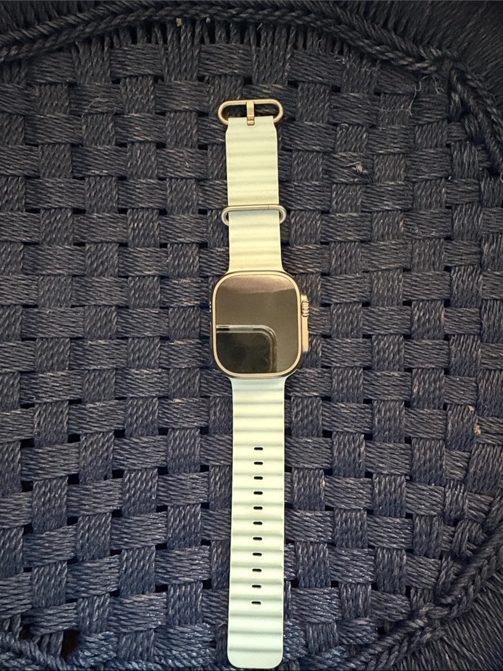 Apple Watch with Pink Woven and Gray Silicone Sport Bands